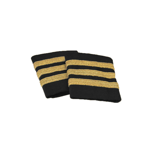 JetSeam - Airline Pilot Epaulets / Black / Gold / 3-Stripe