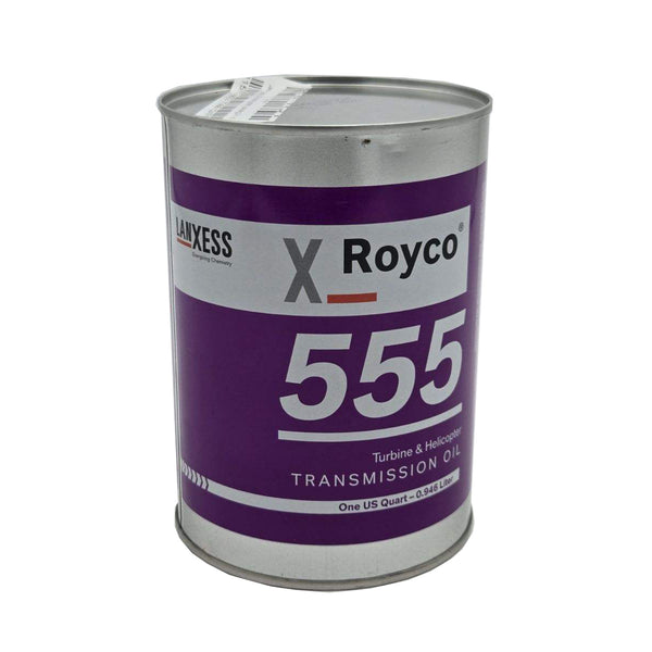 Front view of ROYCO 555 Amber Synthetic Lubricating Oil quart can