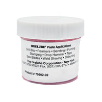 Boelube Multi Use Medium Pink High Performance Machining Paste 2 oz jar back view with product details - P/N 70305