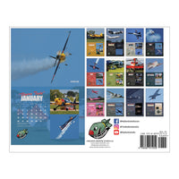 Back cover of 2025 My Bombshells Airshow Calendar with monthly airshow image previews and schedule highlights