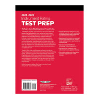 Back cover of ASA 2025 Instrument Rating Test Prep with Prepware