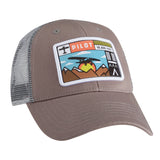 Right angle view of Flight Outfitters Adventure Hat with buttonless top for headset comfort