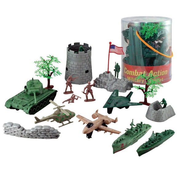 WowToyz® - Combat Action Military Playset in Carry Bucket, unboxed