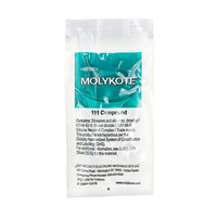 Molykote® 111 Valve Lubricant Compound 6 g pillow pack back view with product details P/N: 4100422 / L1116GR