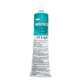 MOLYKOTE® 33 Light Extreme Low Temperature Grease, 5.3oz tube, silicone-based lubricant for bearings, plastics, and refrigeration equipment, out of the box front of tube