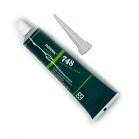 DOWSIL™ 748 Non-Corrosive Sealant, 3oz tube out of box with attached nozzle, ready-to-use RTV adhesive for industrial use.