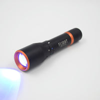 Flight Outfitters Charter Ops Flashlight with blue light mode activated