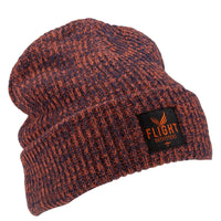 Right angle view of orange Flight Outfitters Beanie Winter Hat