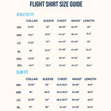 Flight - White "Flight Shirt" Pilot Uniform Shirt Without Eyelets, Size Chart