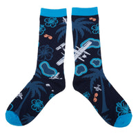 Flight Outfitters Island Hopping Socks with seaplane flying over islands