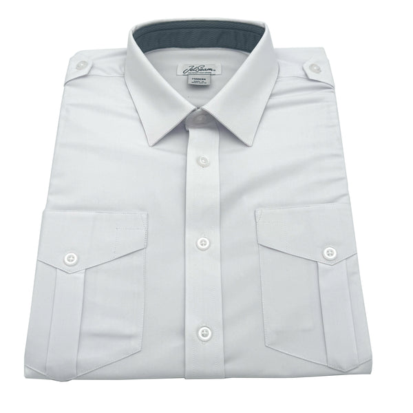 JetSeam - Men's Modern Cut "White Label" Pilot Shirt, White, Folded