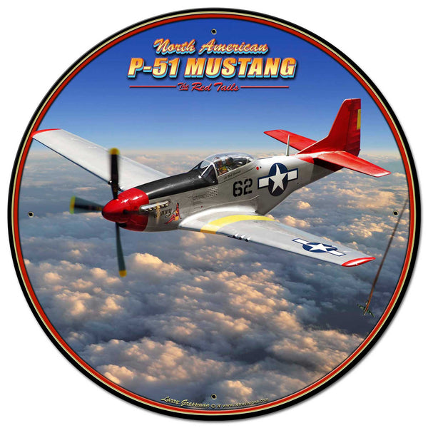 Framed Round P-51 Mustang Sign