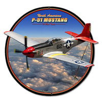 Round P-51 Mustang Plasma Cut Sign