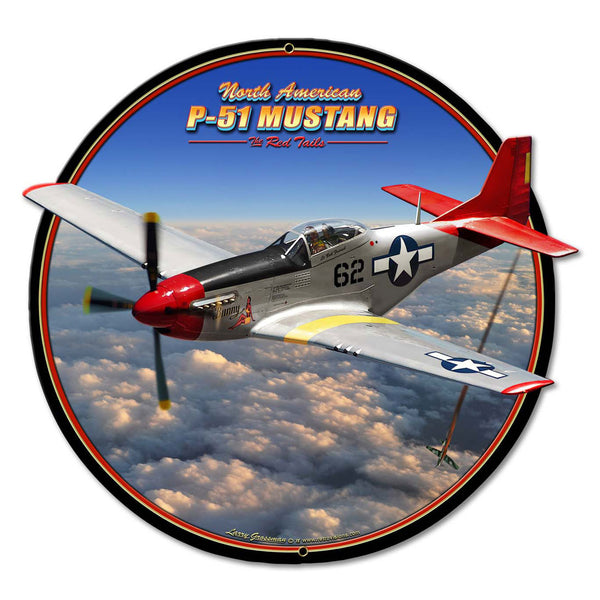 Round P-51 Mustang Plasma Cut Sign