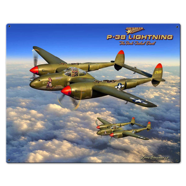 Green P-38 Lightning Plasma Cut Sign