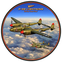 Green P-38 Lightning Round Sign