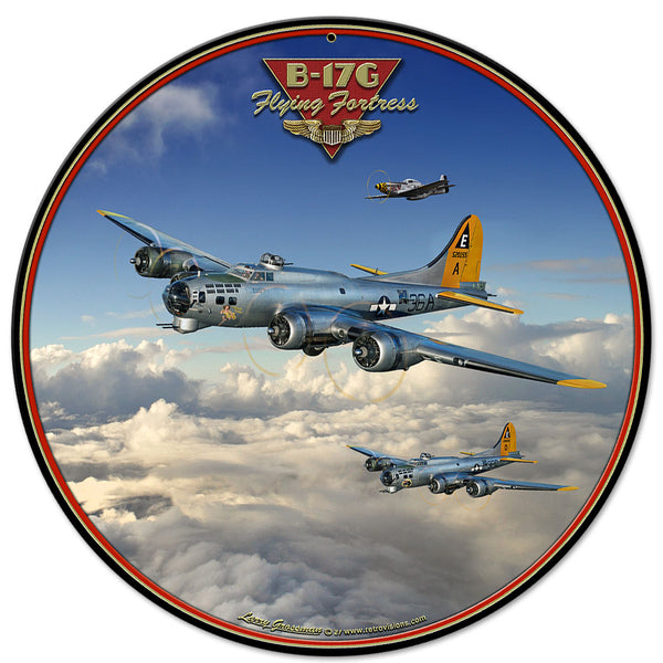 Round B-17 Flying Fortress Sign