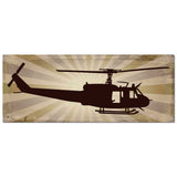 Huey Helicopter Profile Plasma Cut Sign, Brown