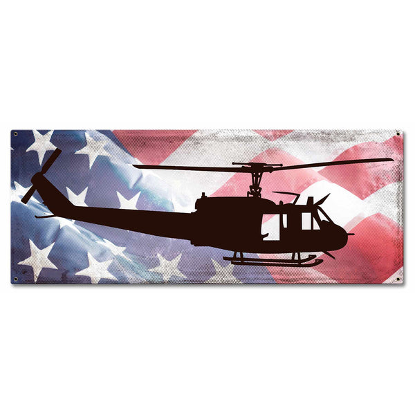 Huey Helicopter Profile American Flag Plasma Cut Sign