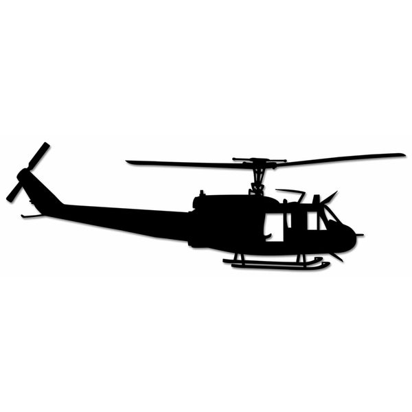 Huey Helicopter Profile Plasma Cut Sign, Black