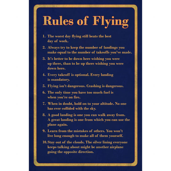 Rules Of Flying Sign