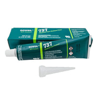 DOWSIL™ 737 Neutral Cure Sealant 3 oz tube with nozzle and box in background - high-performance RTV adhesive for versatile sealing