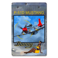 Bunny on P-51 Cowl Metal Sign