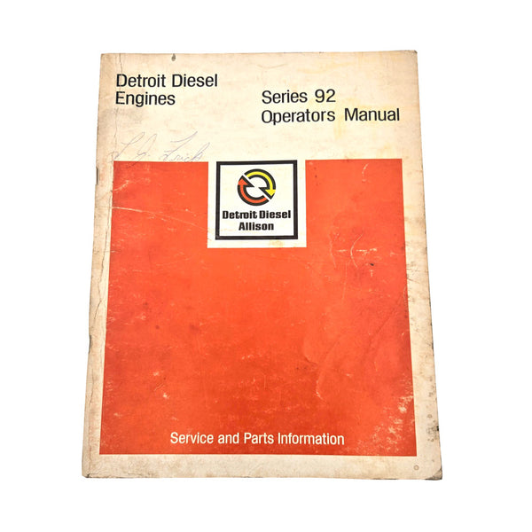 Allison Detroit Diesel 92 Series Engines Manual