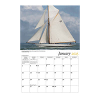 Open view of Classic Sail 2025 Calendar showing monthly layout and classic sailboat images