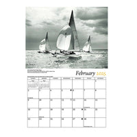 Inside layout of Art of the Boat 2025 Mystic Seaport Calendar showing monthly design