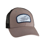 Front view of the Flight Outfitters Chart Topo Hat, highlighting its Alaskan sectional chart-inspired graphic.