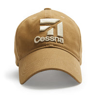 Red Canoe - Cessna 3D Logo Cap Tan, Front