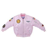 Up and Away - Youth MA-1 Flight Jacket (Pink 7-Patch), Front