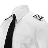 Aero Phoenix Men's Professional Pilot Shirt - Angle View with Tie Highlighting Collar and Epaulets