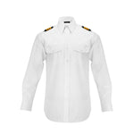 Aero Phoenix Elite Men's Long Sleeve Pilot Shirt - Front View in Optical White