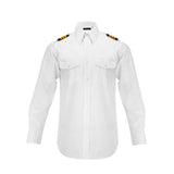 Aero Phoenix Elite Men's Long Sleeve Pilot Shirt - Front View in Optical White