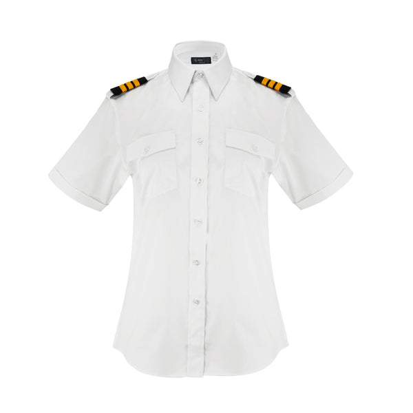 Aero Phoenix Lady Elite Pilot Shirt - Front View in Optical White