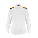 Aero Phoenix Lady Elite Long Sleeve Pilot Shirt - Front View in Optical White