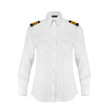 Aero Phoenix Lady Elite Long Sleeve Pilot Shirt - Front View in Optical White