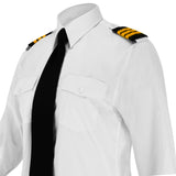 Aero Phoenix Lady Elite Long Sleeve Pilot Shirt - Side View with Tie and Epaulets Showcasing Collar Design