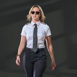 JetSeam - Women's Modern Cut Short Sleeve Pilot Shirt, Lifestyle