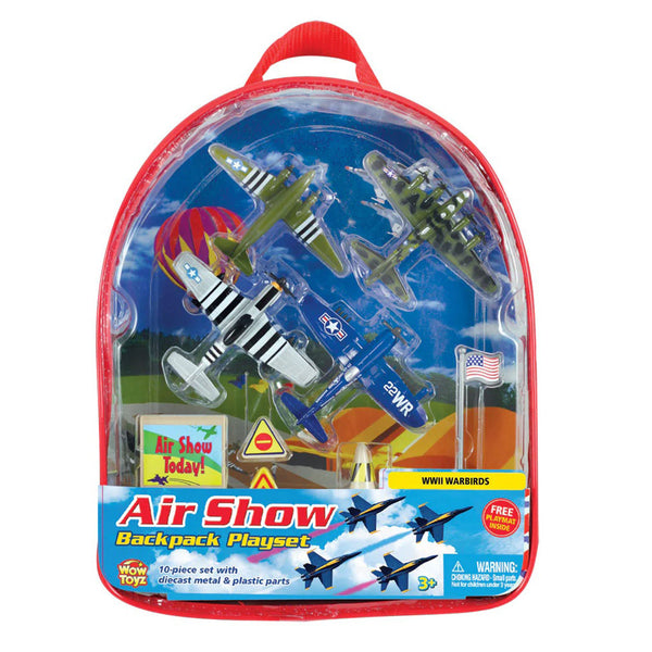 WowToyz® - Air Show WWII Warbirds Backpack Playset - 10 pc, packed