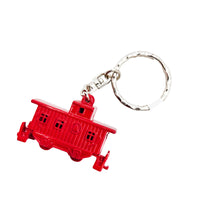 WowToyz® Caboose Keychain red caboose back view - stylish keychain with classic train caboose details