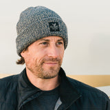 Man wearing grey Flight Outfitters Beanie Winter Hat at an angle