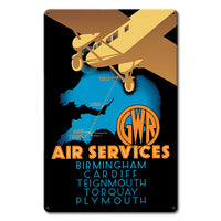 1930's Air Services Ad England Metal Sign, Clean edge