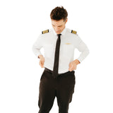 Flight - White "Flight Shirt" Pilot Uniform Shirt Without Eyelets, untucking