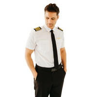 Flight - White "Flight Shirt" Pilot Uniform Shirt With Eyelets, Lifestyle