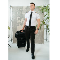 Flight - White "Flight Shirt" Pilot Uniform Shirt Without Eyelets, Walking