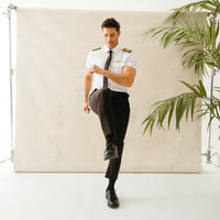 Flight - White "Flight Shirt" Pilot Uniform Shirt Without Eyelets, Dancing