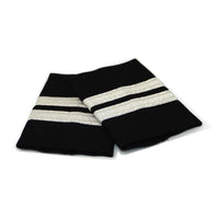 Black Standard Epaulets - Metallic Silver - 2 Stripe